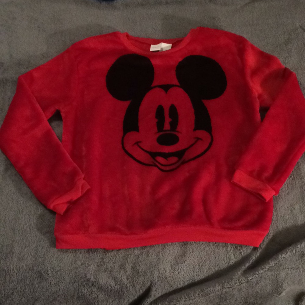 Disney Mickey Mouse Red Fleece Sweatshirt Size 7-9